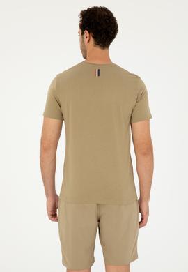 Erkek Regular Fit Bisiklet Yaka Haki Tişört - 50294329069