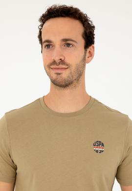 Erkek Regular Fit Bisiklet Yaka Haki Tişört - 50294329069