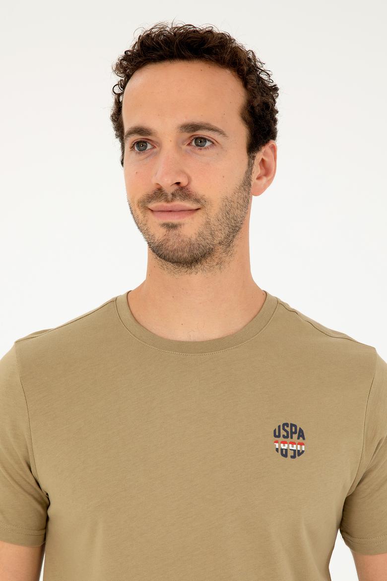 Erkek Regular Fit Bisiklet Yaka Haki Tişört - 50294329069