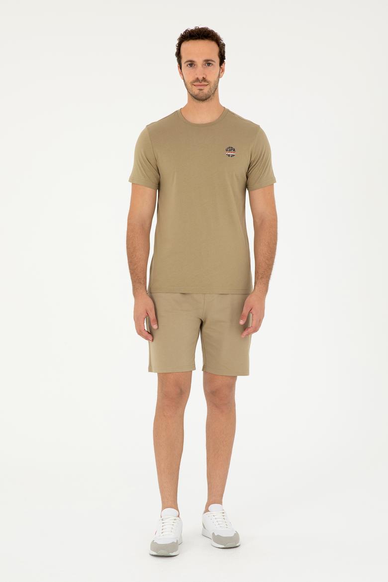 Erkek Regular Fit Bisiklet Yaka Haki Tişört - 50294329069