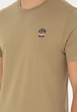 Erkek Regular Fit Bisiklet Yaka Haki Tişört - 50294329069