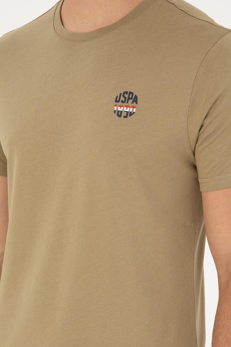 Erkek Regular Fit Bisiklet Yaka Haki Tişört - 50294329069