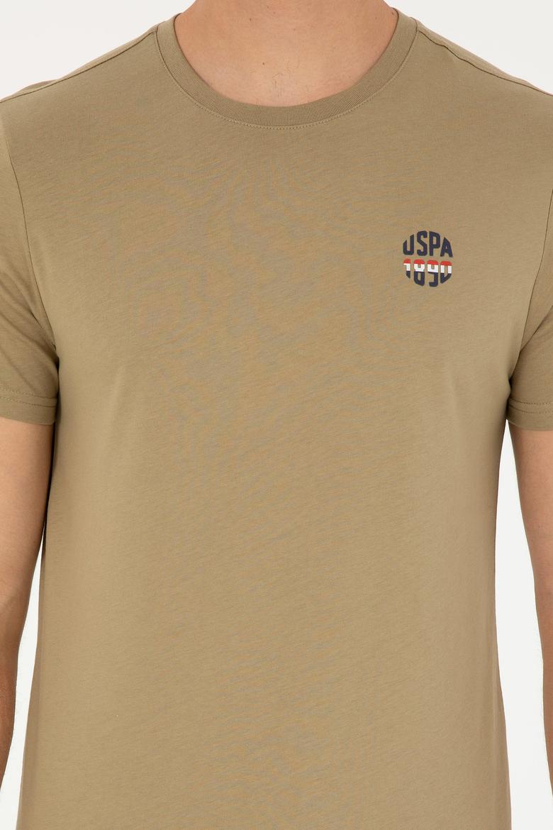 Erkek Regular Fit Bisiklet Yaka Haki Tişört - 50294329069