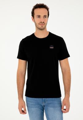 Erkek Regular Fit Bisiklet Yaka Siyah Tişört - 50294329019