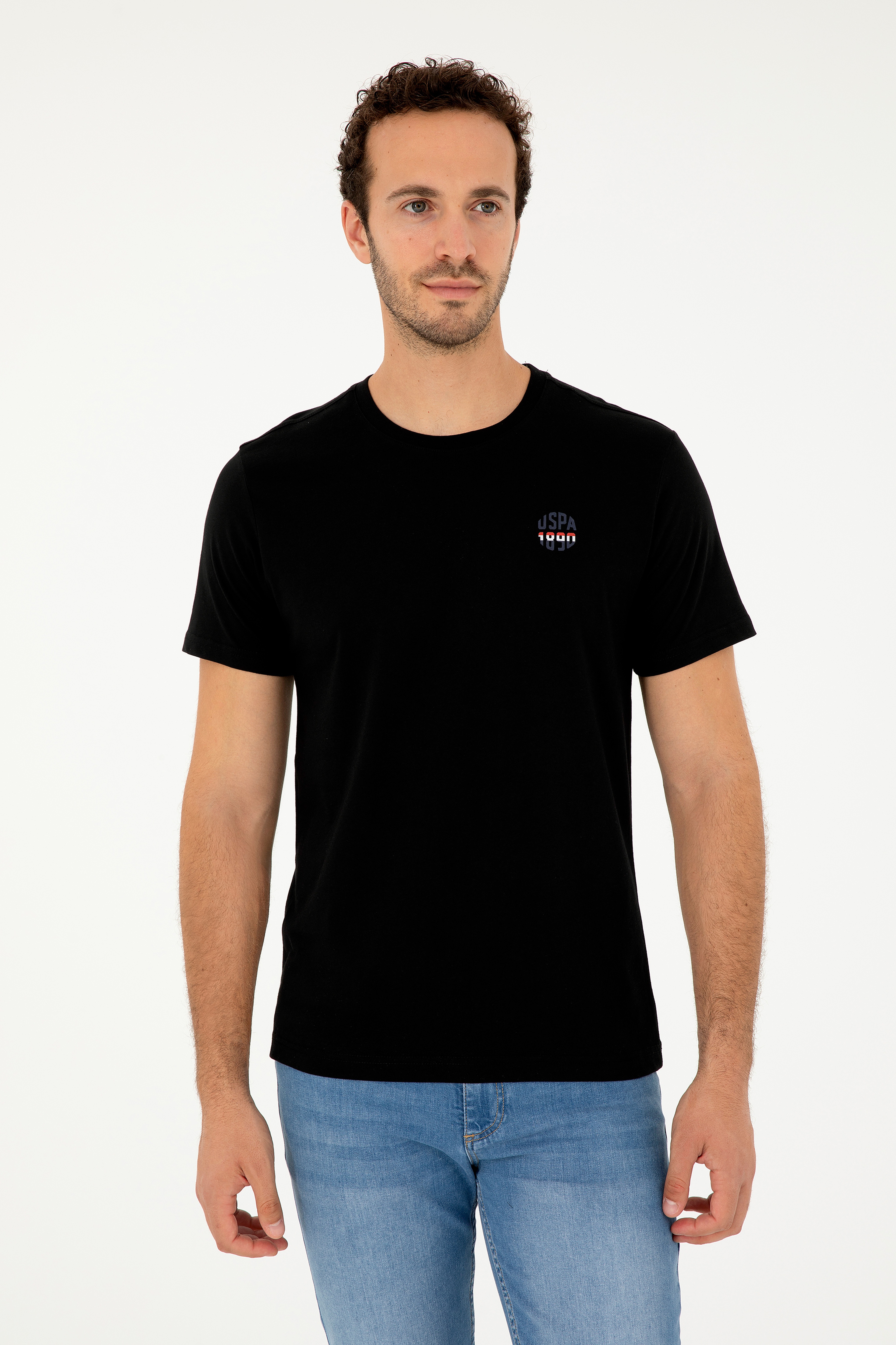 Erkek Regular Fit Bisiklet Yaka Siyah Tişört