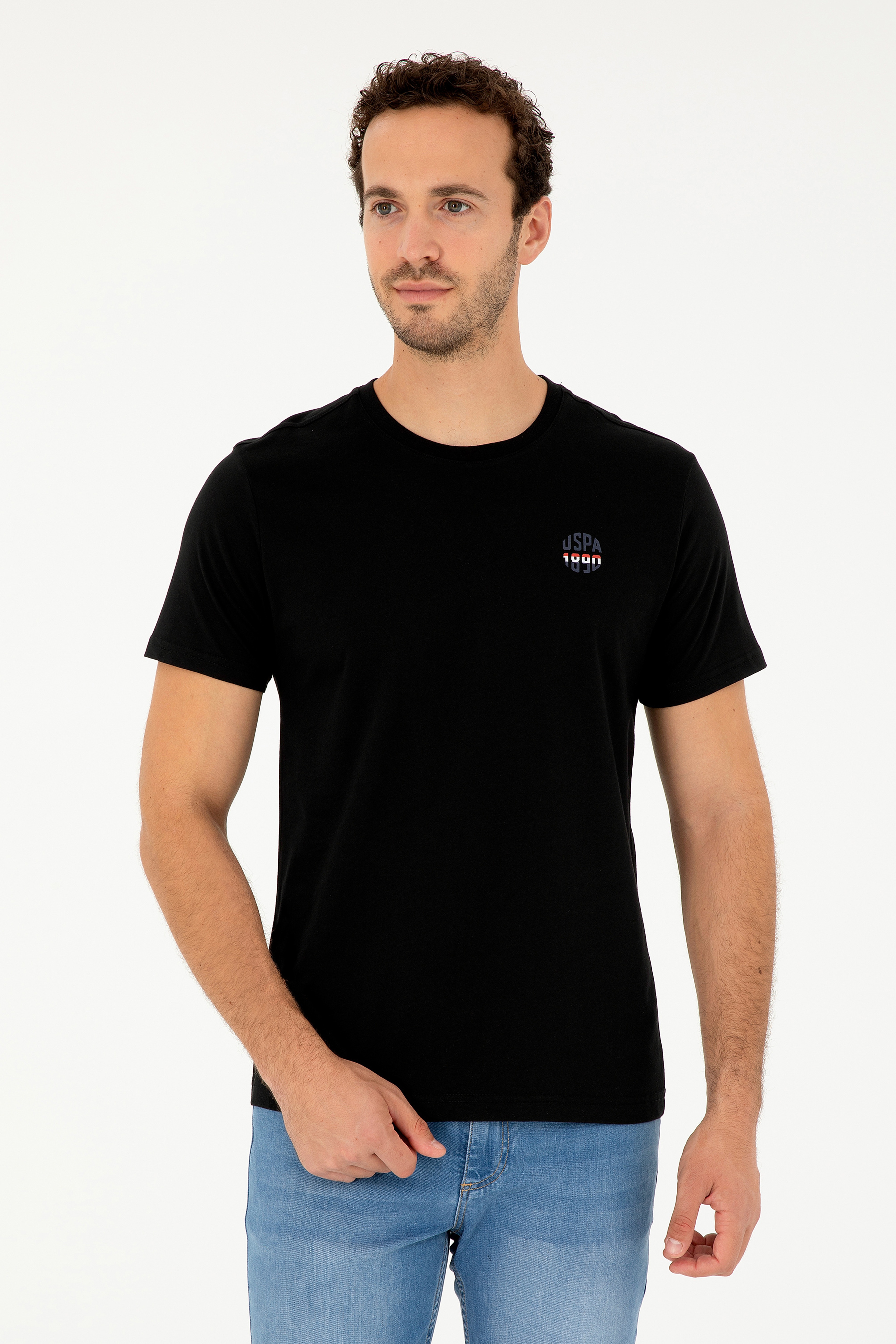 Erkek Regular Fit Bisiklet Yaka Siyah Tişört - Image 1