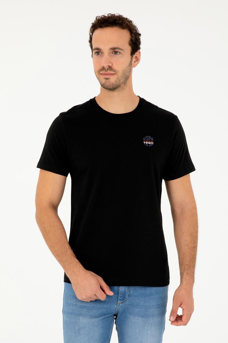 Erkek Regular Fit Bisiklet Yaka Siyah Tişört