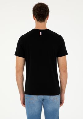 Erkek Regular Fit Bisiklet Yaka Siyah Tişört - 50294329019