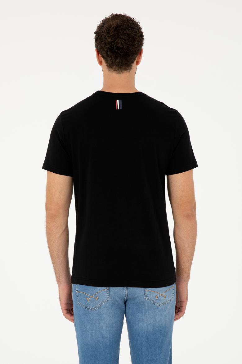 Erkek Regular Fit Bisiklet Yaka Siyah Tişört - 50294329019