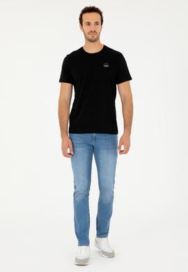 Erkek Regular Fit Bisiklet Yaka Siyah Tişört - 50294329019