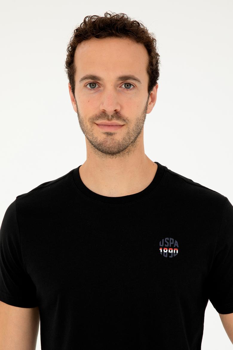 Erkek Regular Fit Bisiklet Yaka Siyah Tişört - 50294329019