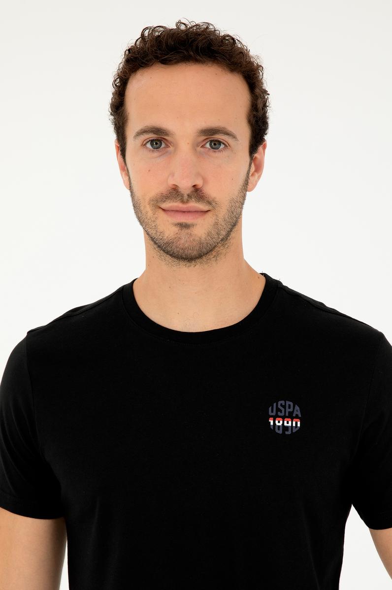 Erkek Regular Fit Bisiklet Yaka Siyah Tişört