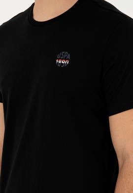 Erkek Regular Fit Bisiklet Yaka Siyah Tişört - 50294329019