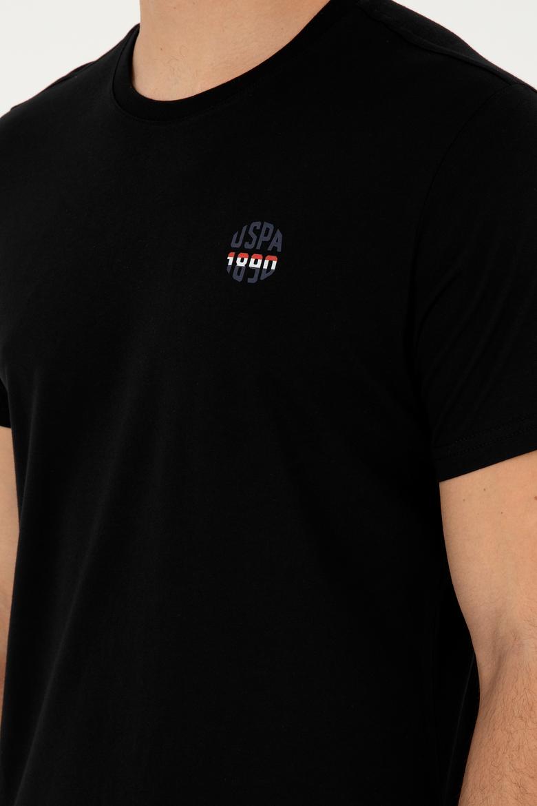 Erkek Regular Fit Bisiklet Yaka Siyah Tişört - 50294329019