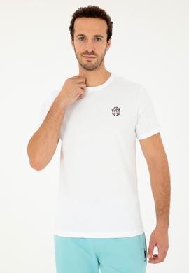 Erkek Regular Fit Bisiklet Yaka Beyaz Tişört - 50294329006