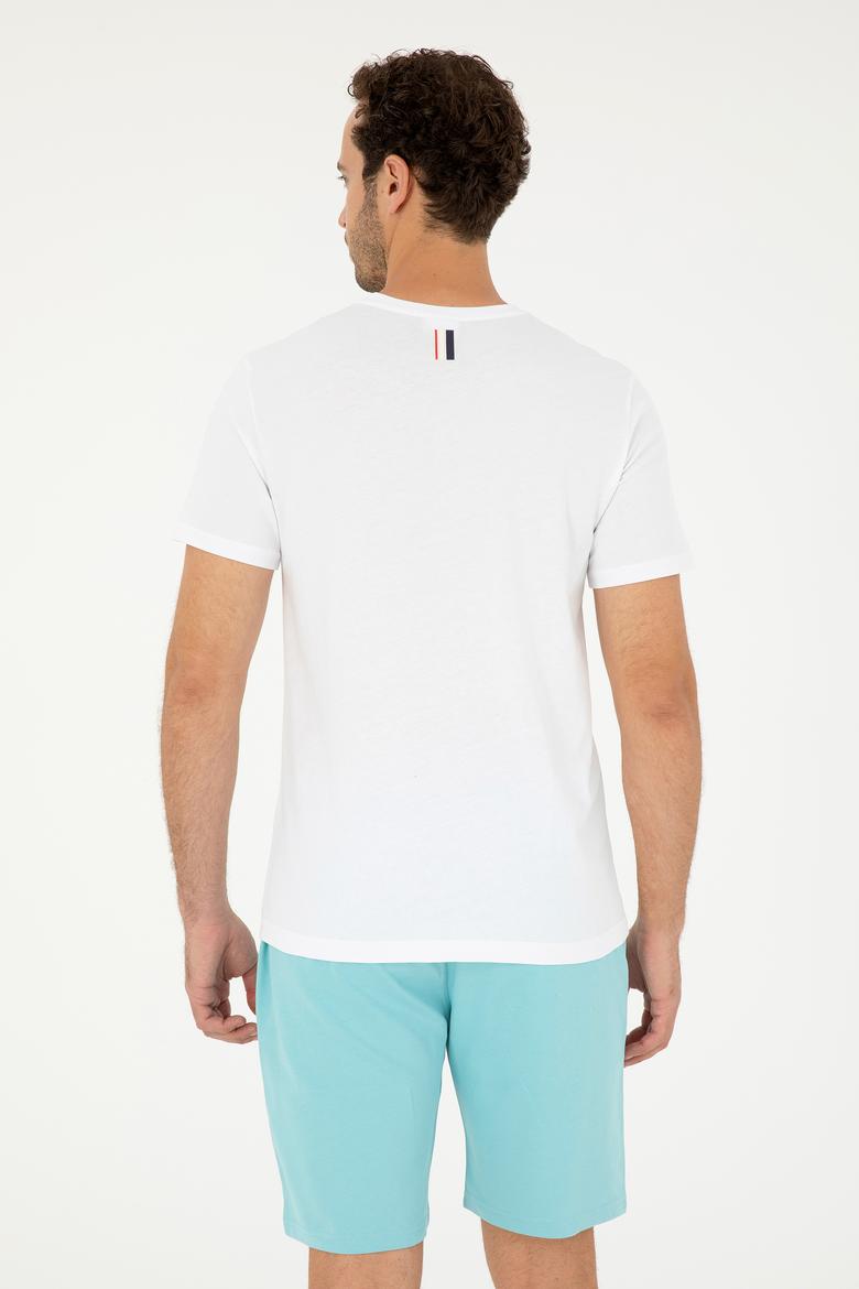 Erkek Regular Fit Bisiklet Yaka Beyaz Tişört - 50294329006