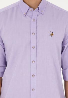 Erkek Lila Uzun Kollu Basic Gömlek - 50282610138