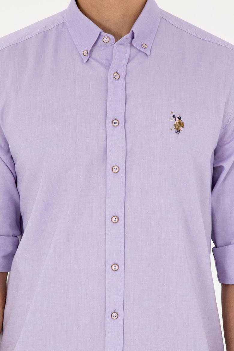 Erkek Lila Uzun Kollu Basic Gömlek - 50282610138