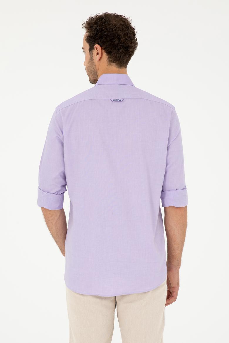 Erkek Lila Uzun Kollu Basic Gömlek - 50282610138