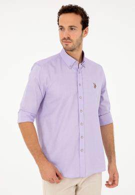 Erkek Lila Uzun Kollu Basic Gömlek - 50282610138