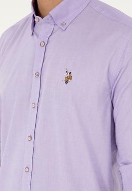 Erkek Lila Uzun Kollu Basic Gömlek - 50282610138