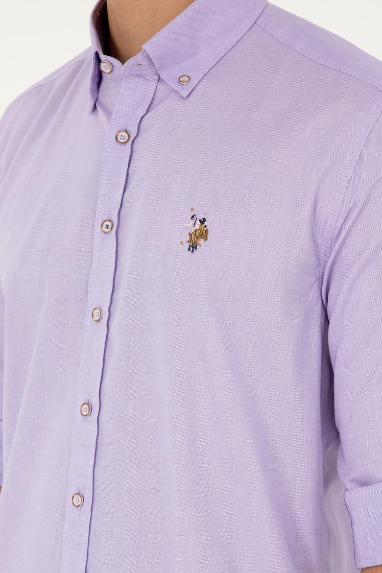 Erkek Lila Uzun Kollu Basic Gömlek - 50282610138
