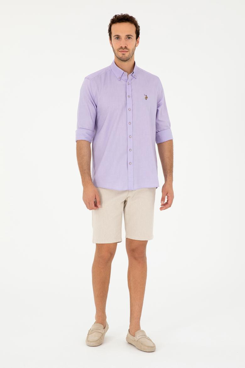 Erkek Lila Uzun Kollu Basic Gömlek - 50282610138