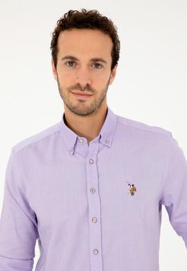 Erkek Lila Uzun Kollu Basic Gömlek - 50282610138