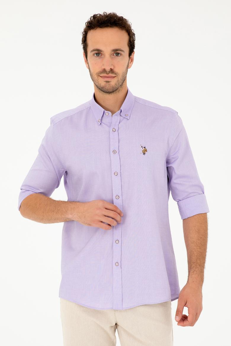 Erkek Lila Uzun Kollu Basic Gömlek - 50282610138
