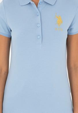 Kadın Açık Mavi Basic Polo Yaka Tişört - 50280071168