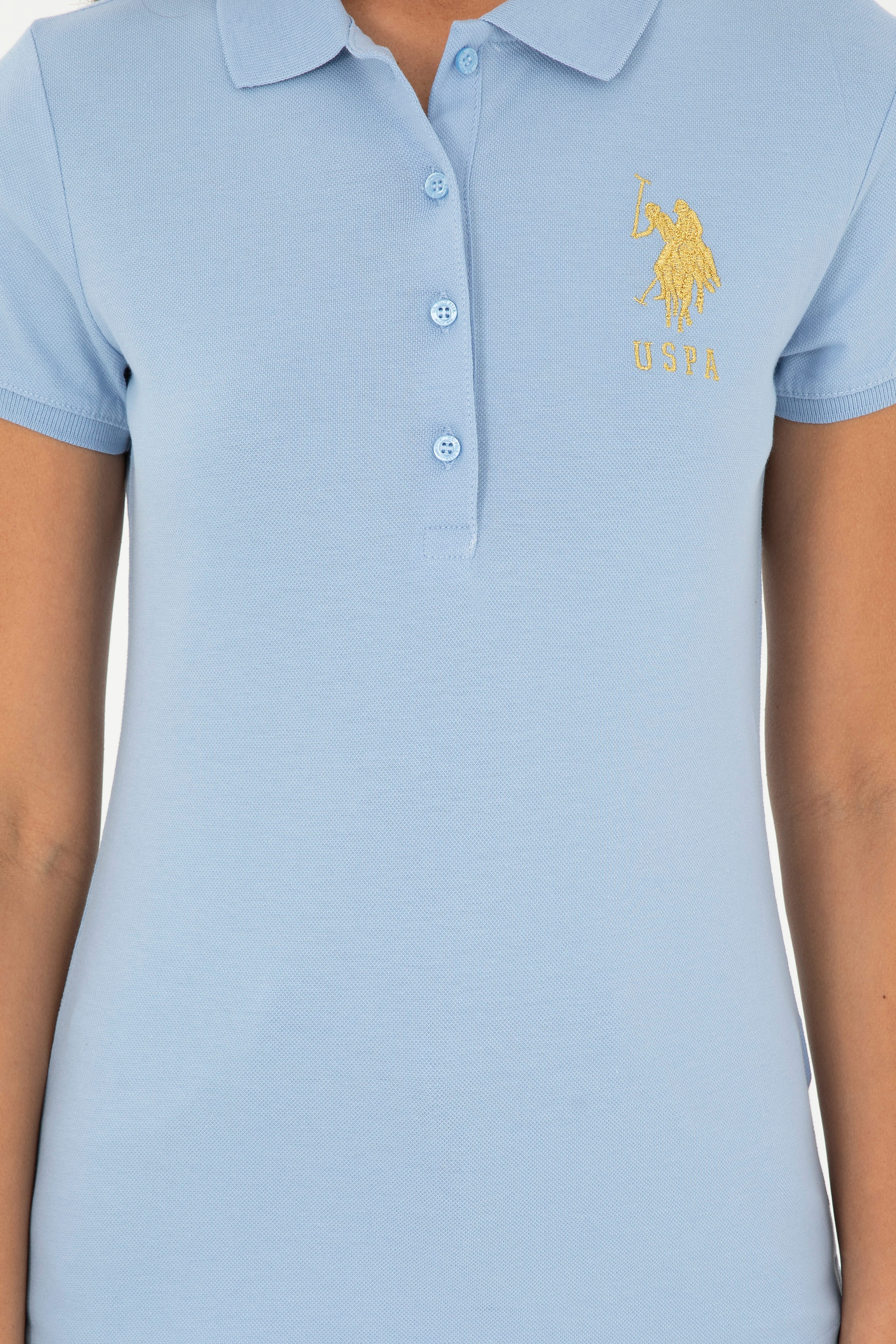 Kadın Açık Mavi Basic Polo Yaka Tişört