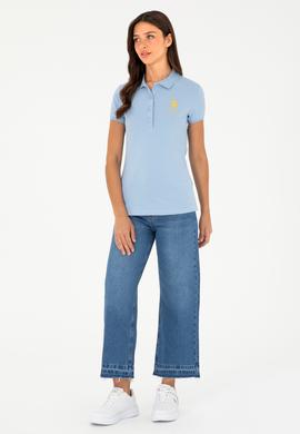 Kadın Açık Mavi Basic Polo Yaka Tişört - 50280071168