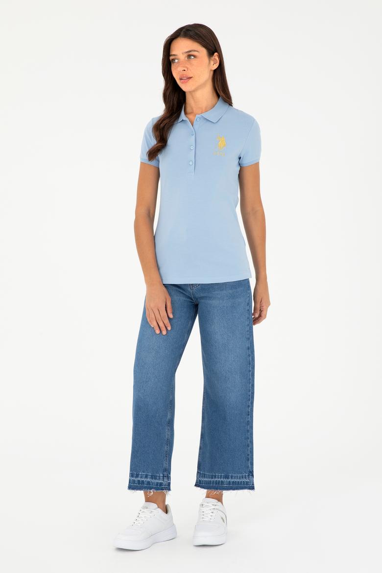 Kadın Açık Mavi Basic Polo Yaka Tişört - 50280071168