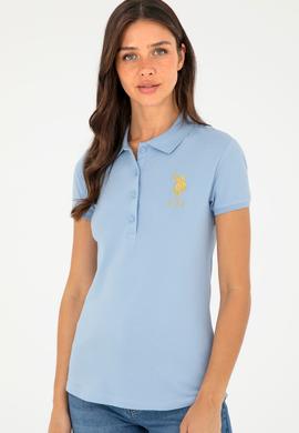 Kadın Açık Mavi Basic Polo Yaka Tişört - 50280071168