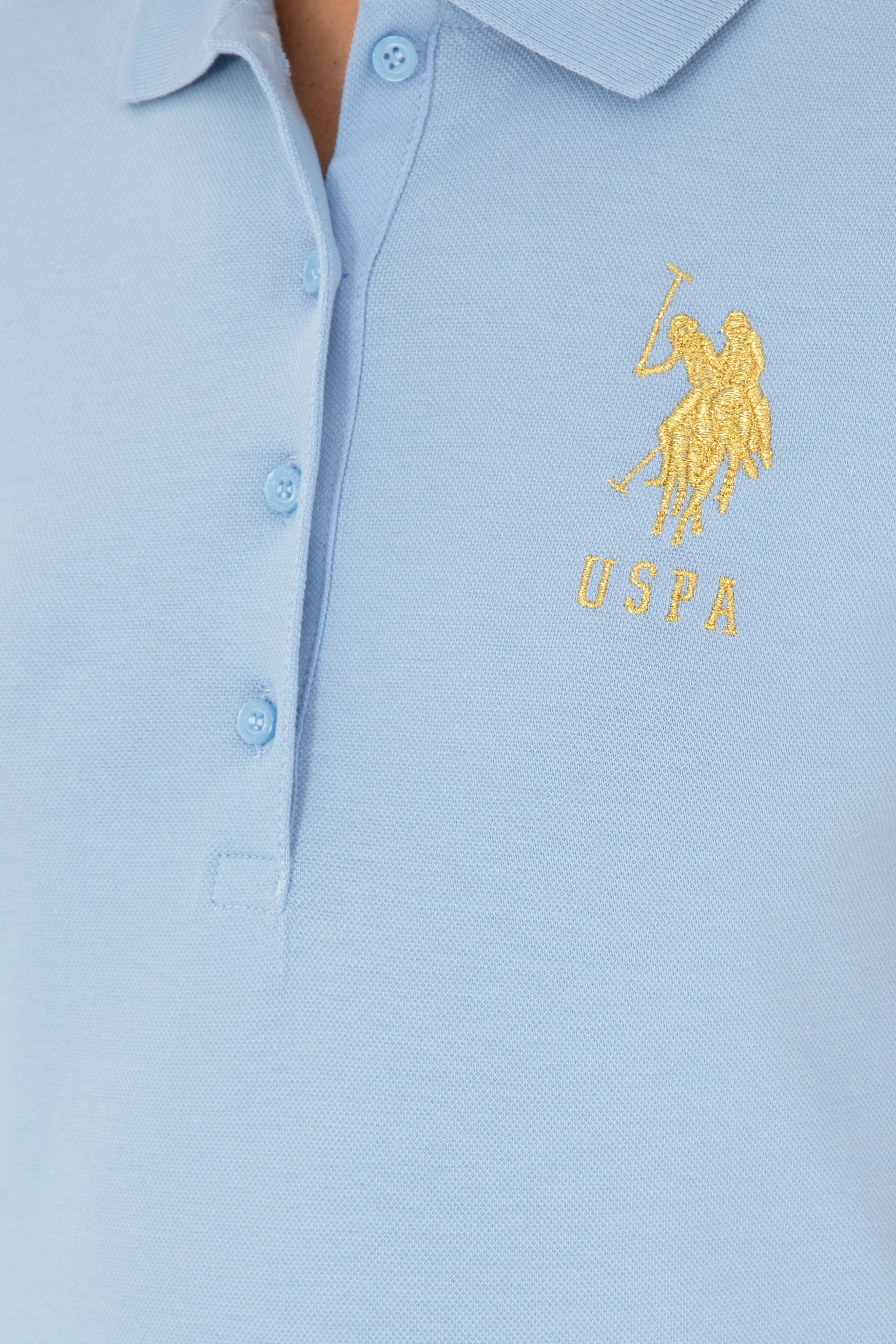 Kadın Açık Mavi Basic Polo Yaka Tişört - Image 7