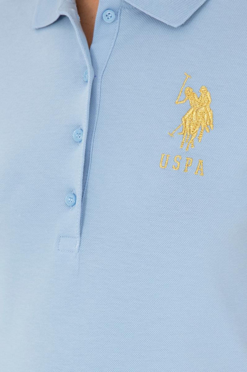 Kadın Açık Mavi Basic Polo Yaka Tişört