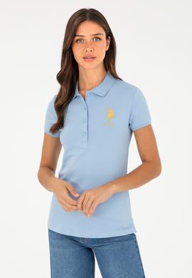 Kadın Açık Mavi Basic Polo Yaka Tişört - 50280071168