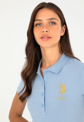 Kadın Açık Mavi Basic Polo Yaka Tişört - 50280071168