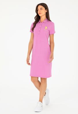 Kadın Pembe Polo Yaka Mini Boy Örme Elbise - 50280064133