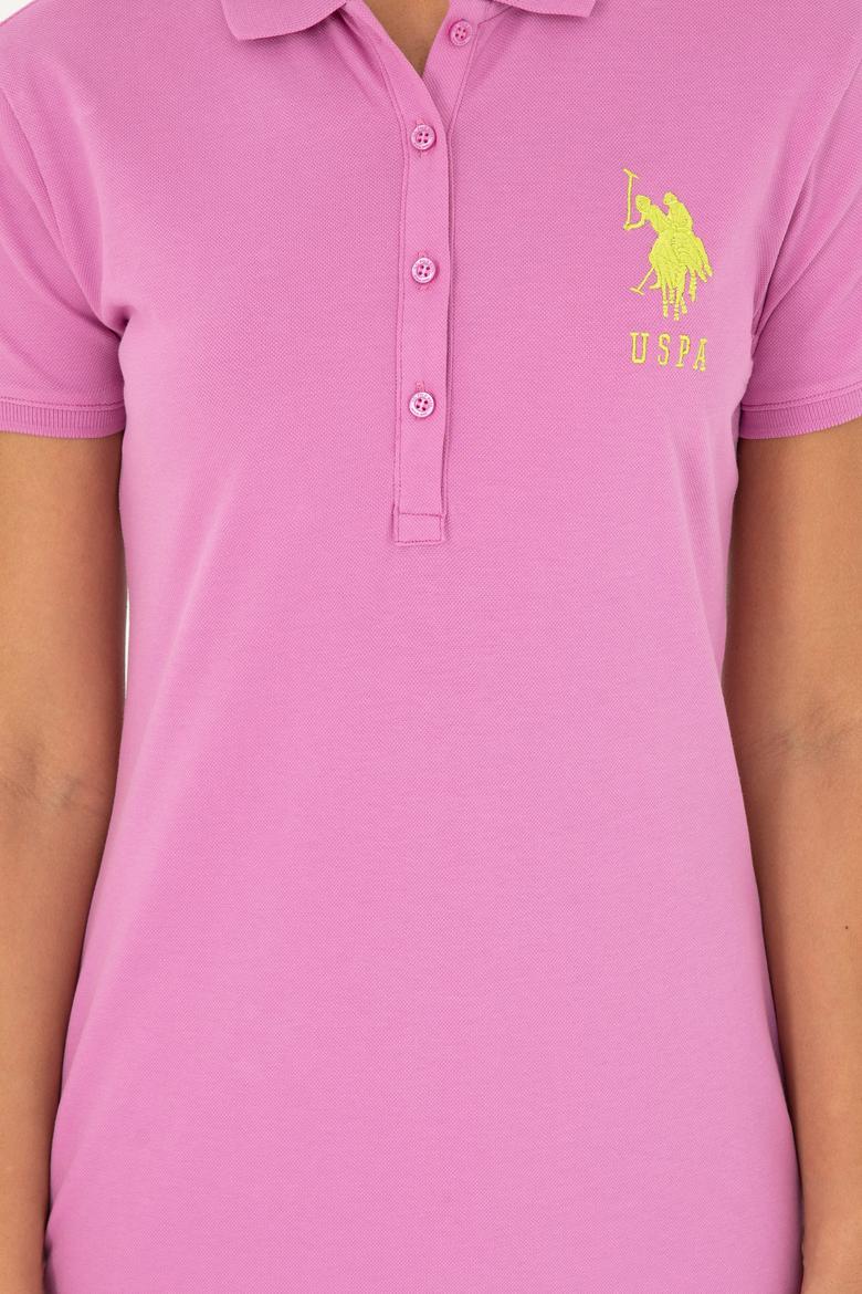 Kadın Pembe Polo Yaka Mini Boy Örme Elbise - 50280064133