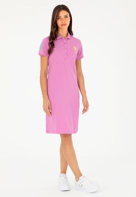 Kadın Pembe Polo Yaka Mini Boy Örme Elbise - 50280064133