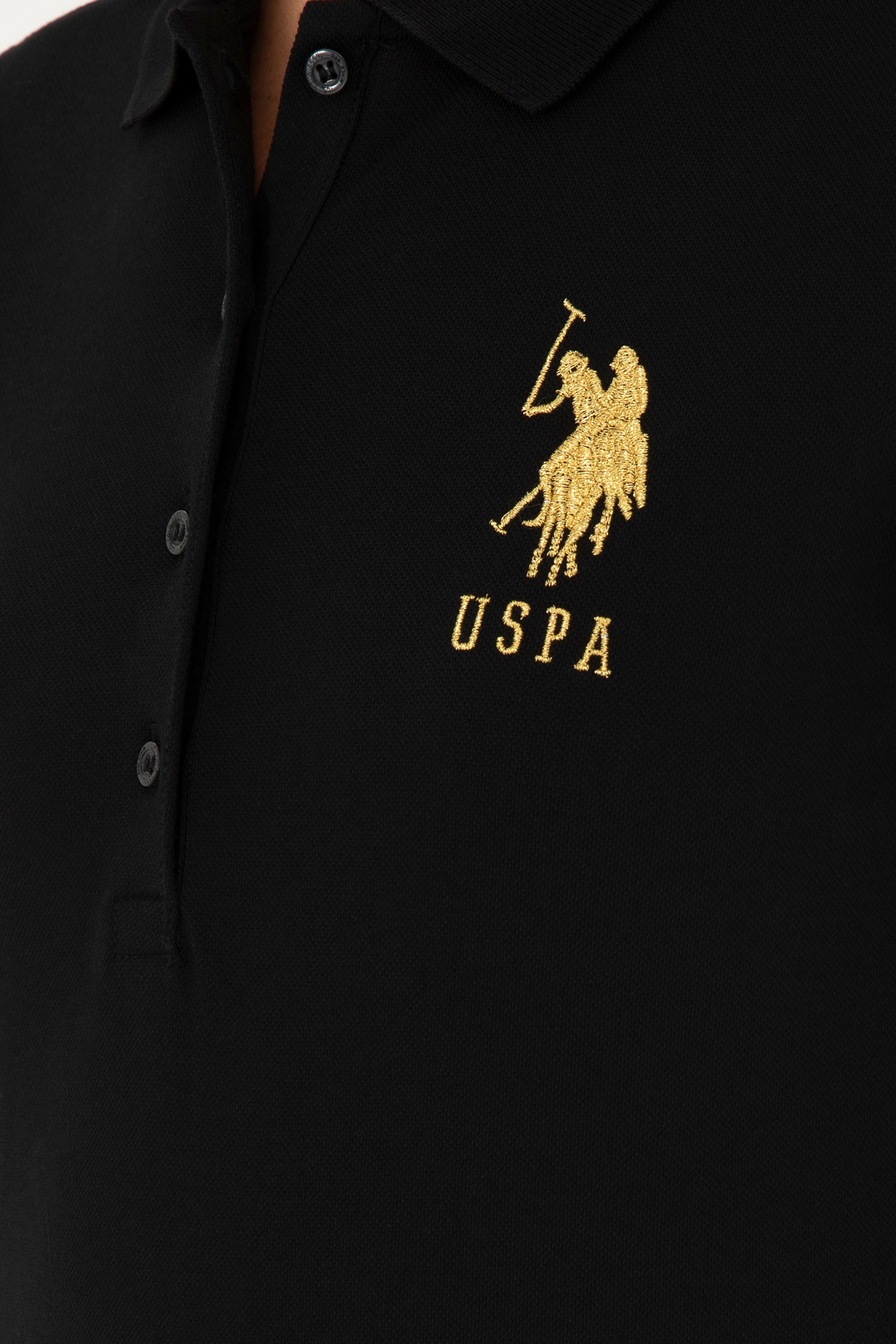 Kadın Siyah Basic Polo Yaka Tişört - Image 7