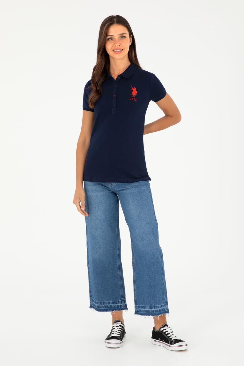 Kadın Lacivert Basic Polo Yaka Tişört - 50280063013