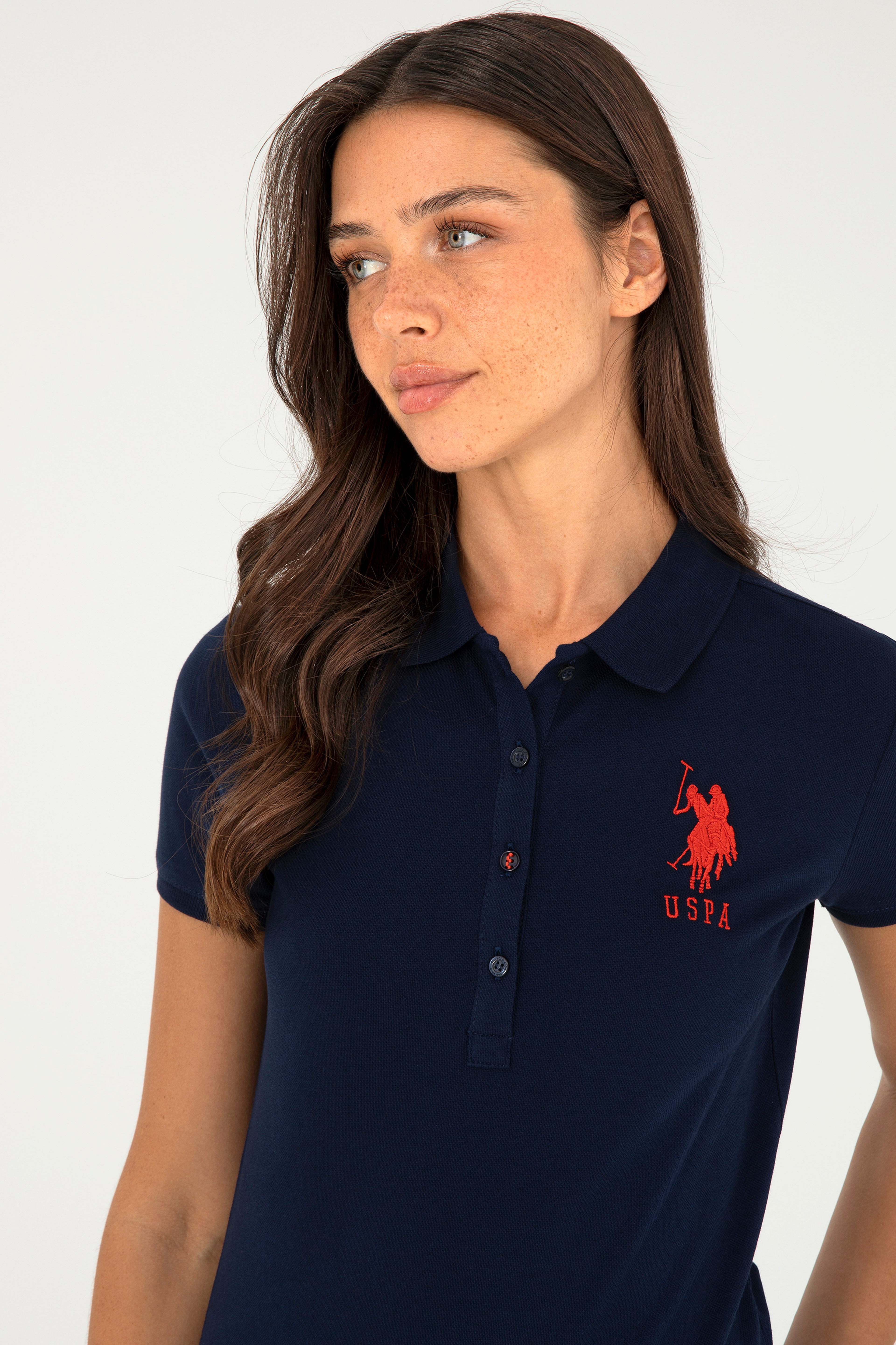 Kadın Lacivert Basic Polo Yaka Tişört