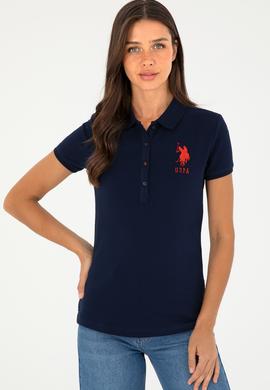 Kadın Lacivert Basic Polo Yaka Tişört - 50280063013
