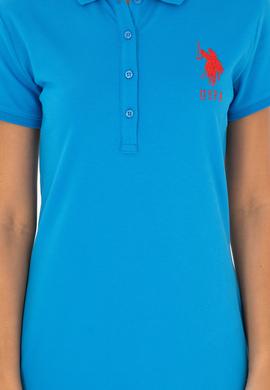 Kadın Saks Polo Yaka Mini Boy Örme Elbise - 50280064088