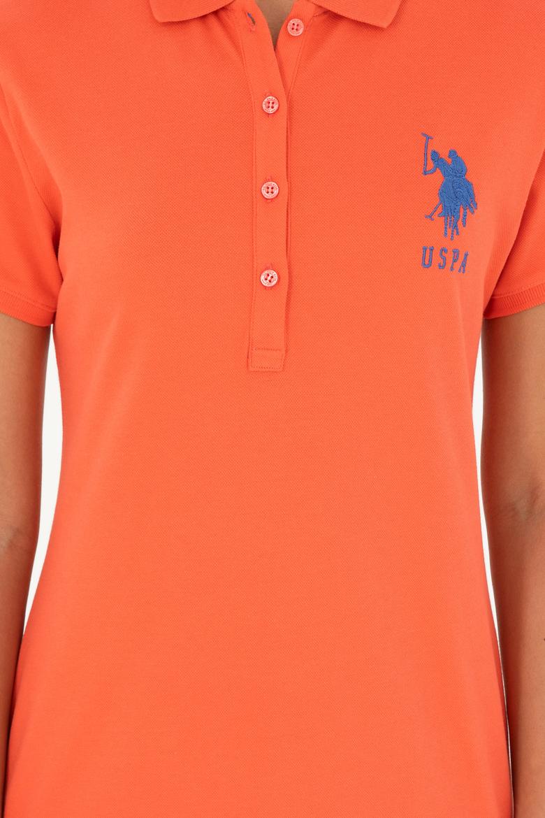 Kadın Nar Çiçeği Polo Yaka Mini Boy Örme Elbise - 50280064165