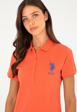 Kadın Nar Çiçeği Polo Yaka Mini Boy Örme Elbise - 50280064165