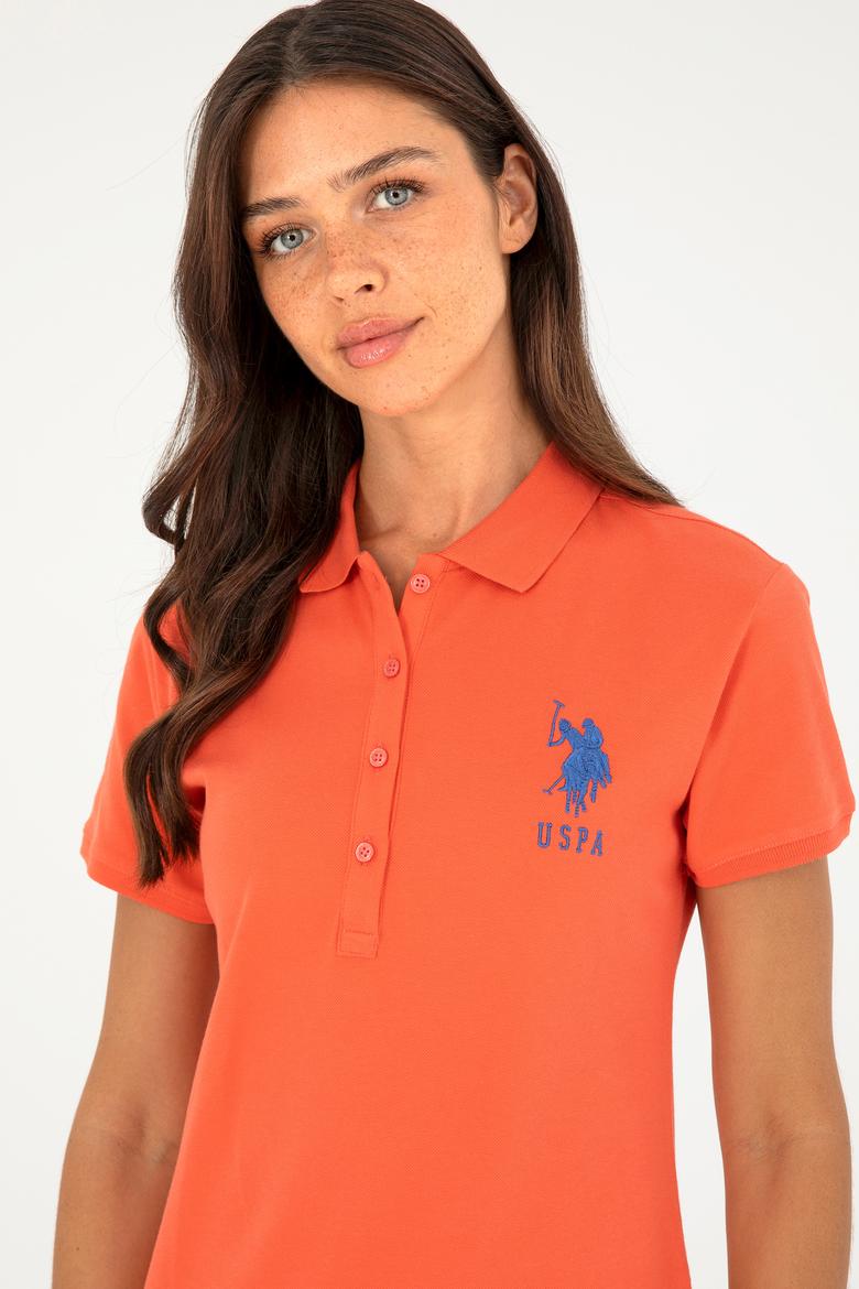 Kadın Nar Çiçeği Polo Yaka Mini Boy Örme Elbise - 50280064165