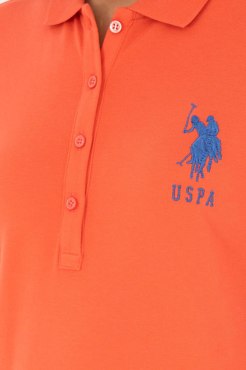 Kadın Nar Çiçeği Polo Yaka Mini Boy Örme Elbise